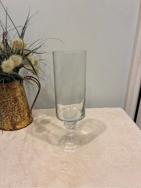 Handcrafted Clear Glass Pedestal Hurricane Vase